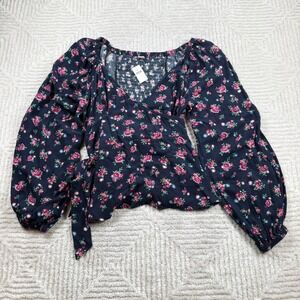 Old Navy Women S Wrap Top Floral Smocked Blouse Cottagecore Romantic  Boho Fairy